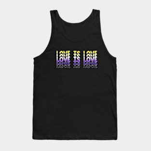 Vintage Retro Love is Love Nonbinary Stacked Letters NB Enby Pride Flag Tank Top